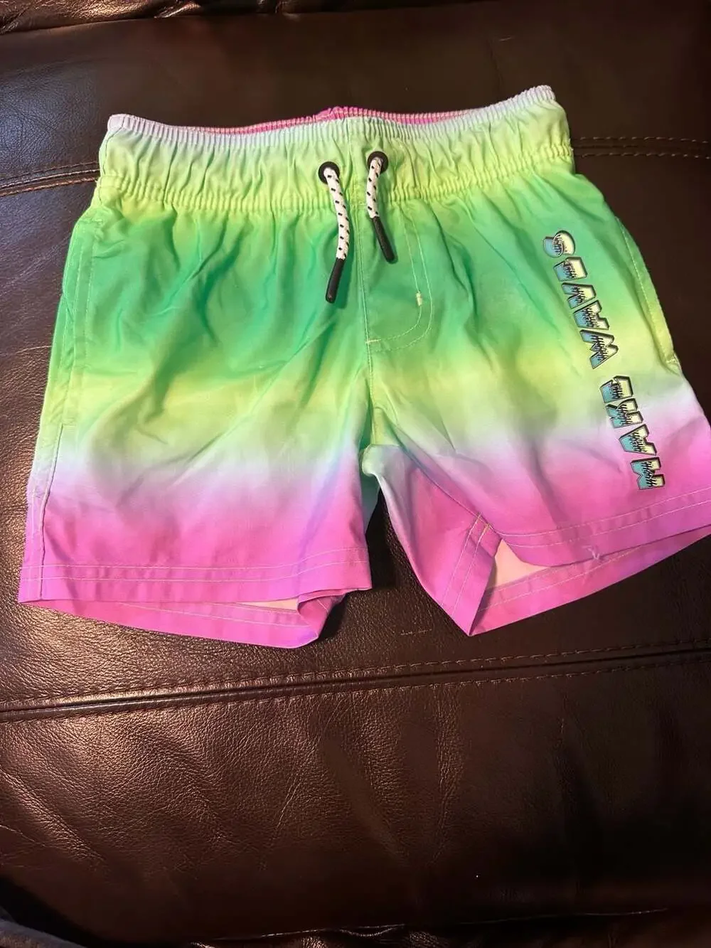 Art Class Boys' Ombre Gradient Swim Trunks with Graphic Detail